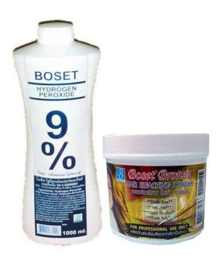 ราคา Boset Hair Bleaching Powder 250 g.+ Boset Hydrogenperoxide 9 % (30 vol) ผงฟอก โบเซ็ท แฮร์บีชชิ่งพาวเดอร์ + โบเซ็ท ไฮโดรเย่น 9%
