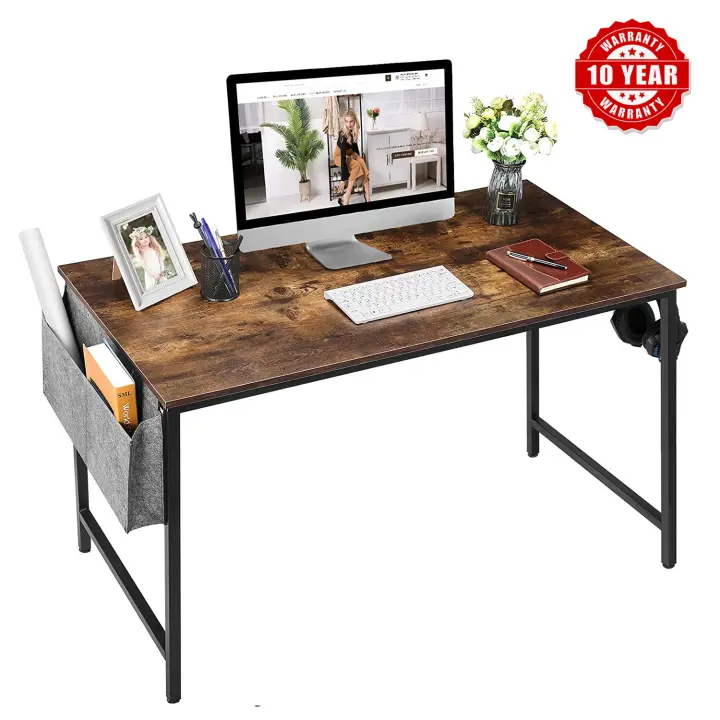 [รับประกัน10ปี] Siamhome โต๊ะคอมพิวเตอร์ โฮมออฟฟิศ โต๊ะเขียนหนังสือพร้อมกระเป๋าเก็บของและที่เกี่ยวหูฟังโลหะสำหรับผู้ใหญ่ วัยรุ่น เด็ก