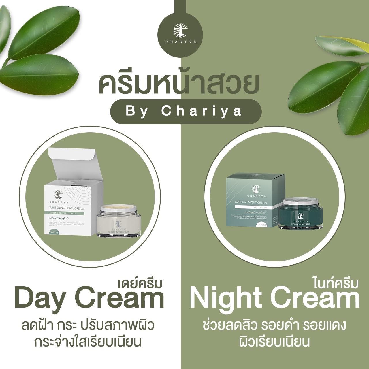 แนะนำ [ส่งฟรี] เดย์ครีม Day Cream 15g , ไนท์ครีม Night Cream 15g Chariya Skincare (ชาริยา สกินแคร์) ของแท้