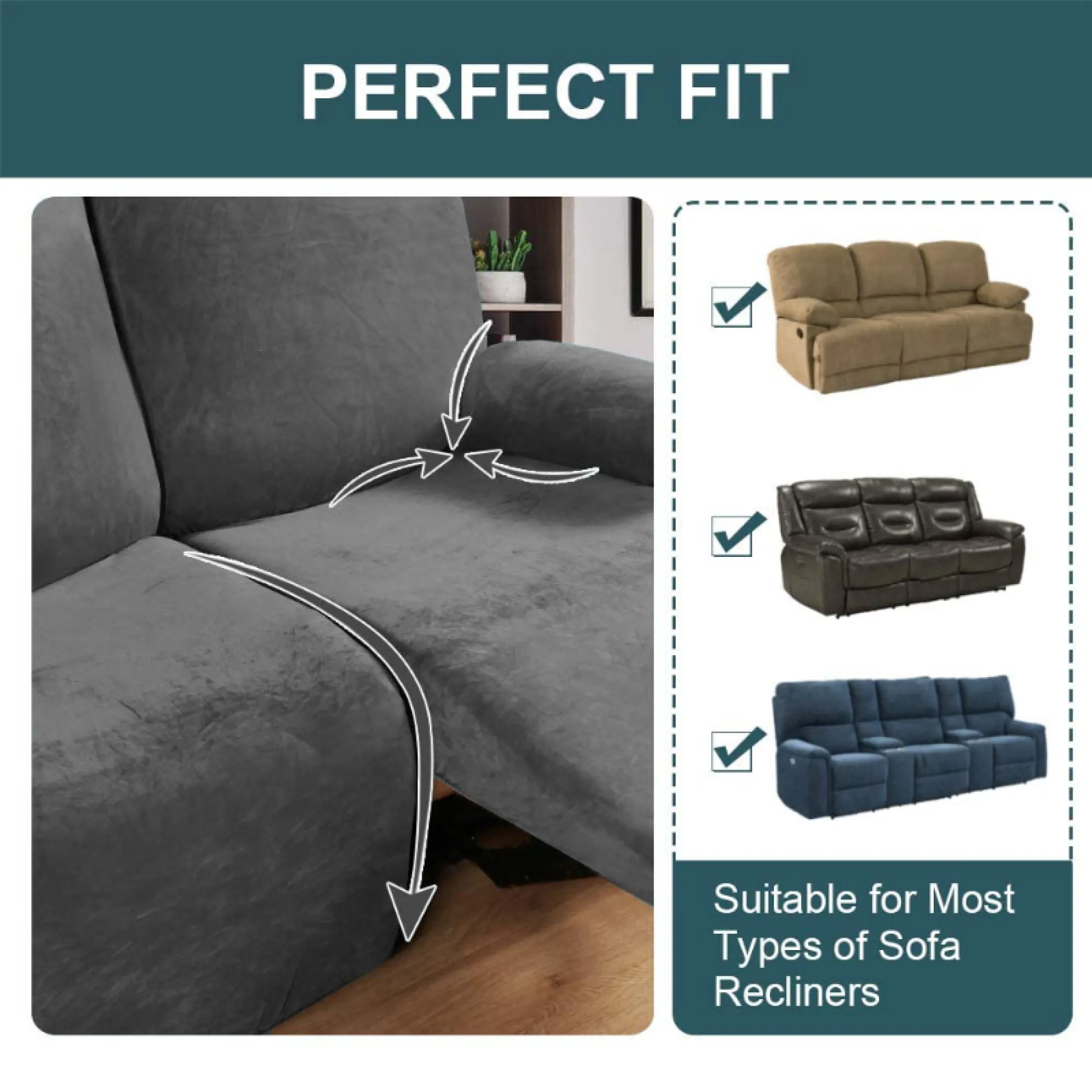 Ultimate Decor 8 Pieces Recliner Sofa, Furniture Covers For Reclining Sofas