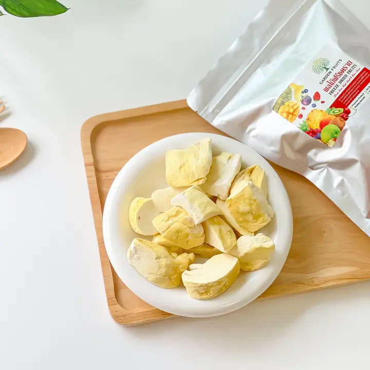Freeze Dried Durian Grade A (Size L) ทุเรียนฟรีสดราย ทุเรียนหมอนทอง100% ผลไม้ฟรีซดราย เกรดพรีเมี่ยม By Garden Fruits