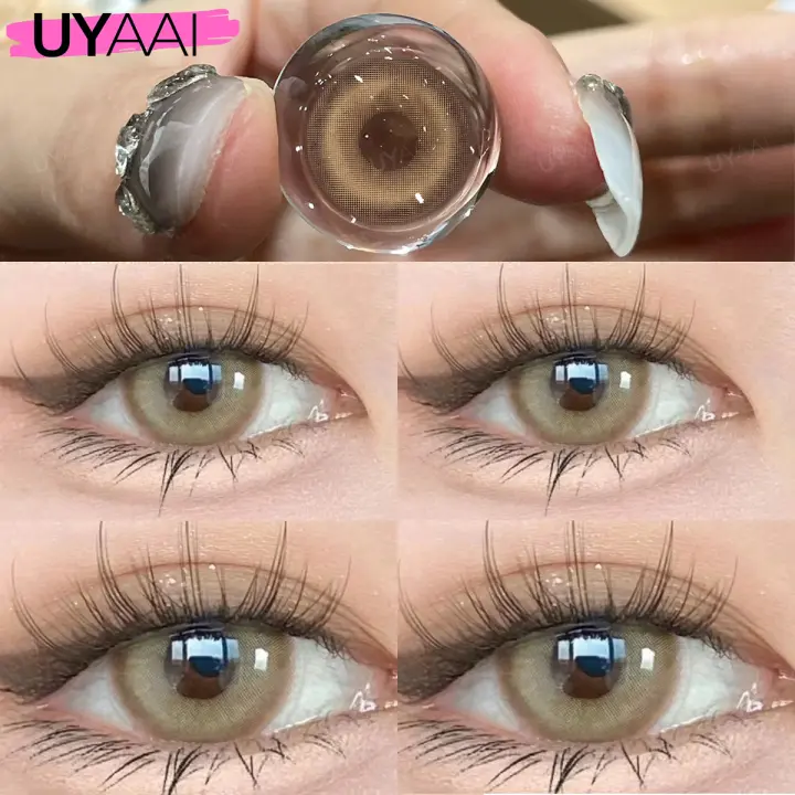 【มีค่าสายตา (0.00)~(-6.00)】⚡จัดส่งที่รวดเร็ว⚡UYAAI คอนแทคเลนส์ Aoki Grey/Brown เลนส์สไตล์ประจำวัน Fashion Lens คอนแทคเลนส์สี รายเดือน แถมตลับฟรี เลนส์นิ่ม สวยปังมาก ธรรมชาติ 14 มม. 2 ชิ้น ต่อคู่