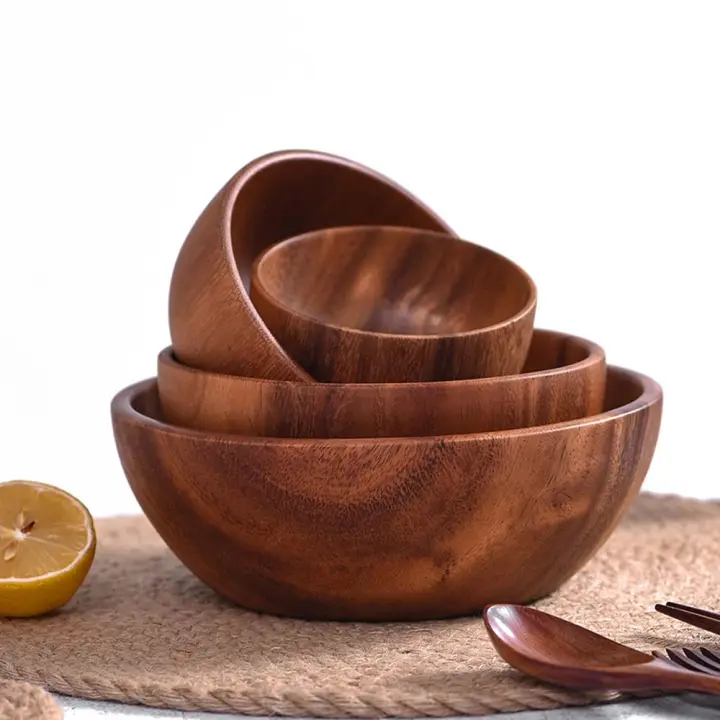 for Noodles Rice Soup Salad Wooden Bowl Wooden Bowl Ramen Bowls Tableware