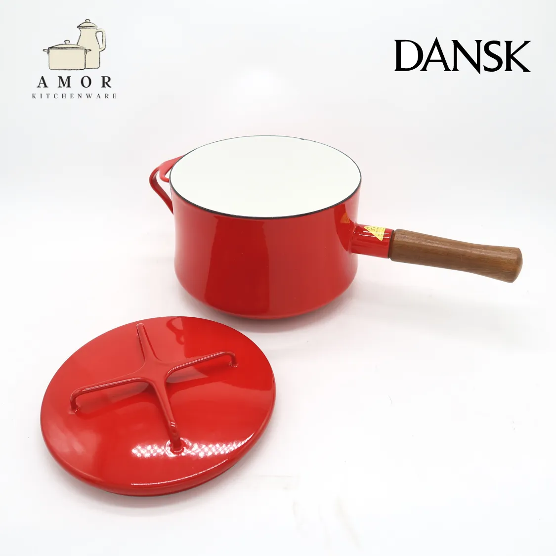 Dansk Kobenstyle 3 Qt. Saucepan หม้อเคลือบอินาเมลขนาดใหญ่ Chili Red