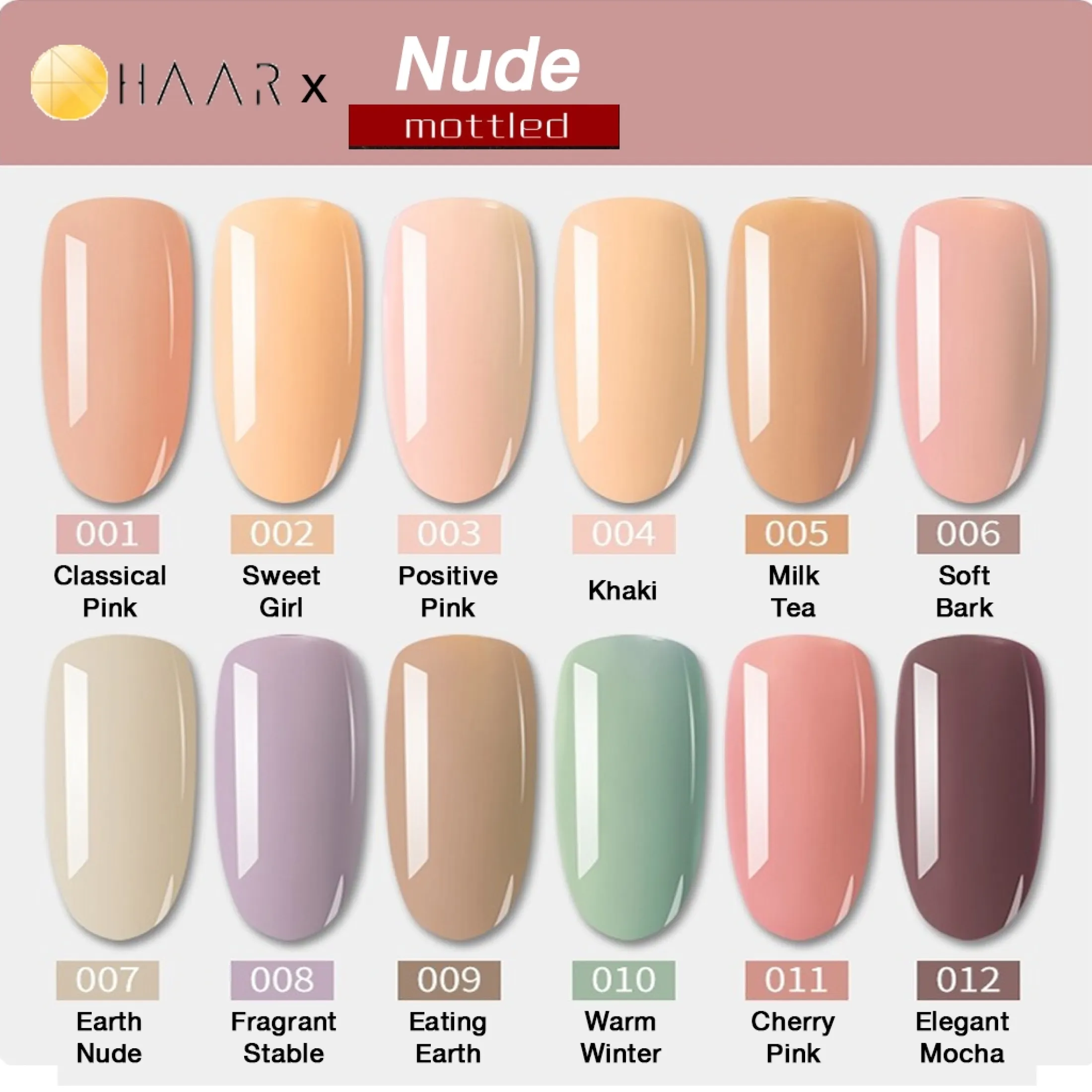 เซ ต ยาทาเล บ เจล 12 ขวด Gel Nail Polish Set Haar X Mottled Nude Tone โทน น ด ส ชมพ จ ดจำหน ายโดย Haar Distributed By Haar Mottled 001 012 Lazada Co Th