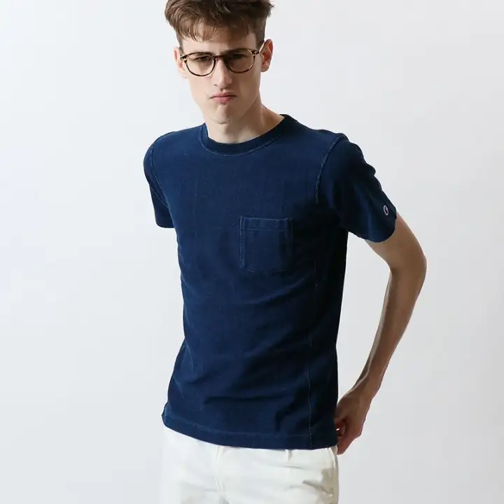 Champion เส อย ดคอกลมผ ชาย Rw T Shirt Shortsleeve Unisex Indigo C3 H307 330 Lazada Co Th