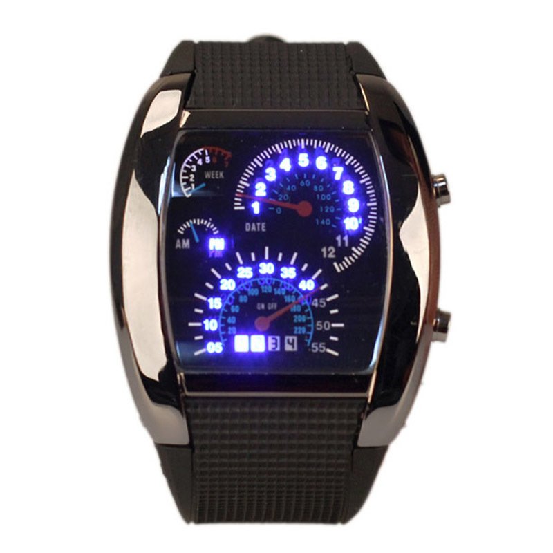 Amart Sports ไฟ LED แบ็คไลท์ทหารนาฬิกาข้อมือควอตซ์ดิจิตอล (สีดำ)
