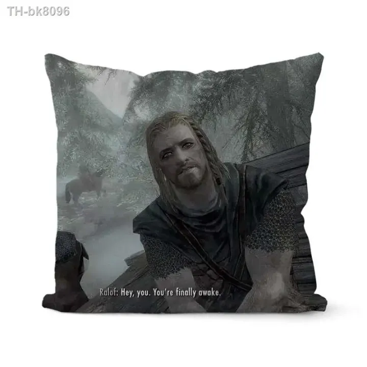 Hey You Youre Finally Awake Skyrim Meme Doublesided Printing Cushion