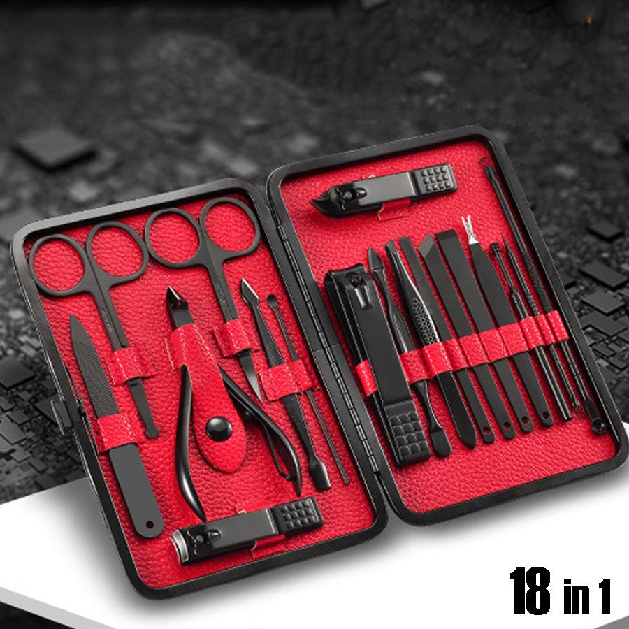 แนะนำ JD Selection 18 pcs in 1 professional manicure set tools pedicure/manicure set ชุดกรรไกรตัดเล็บ ครบเช็ต 18 ชิ้น ตัดเล็บ ทำเล็บ แต่งคิ้ว ตัดขนจมูก กดสิว พร้อมกระเป๋าสุดหรู