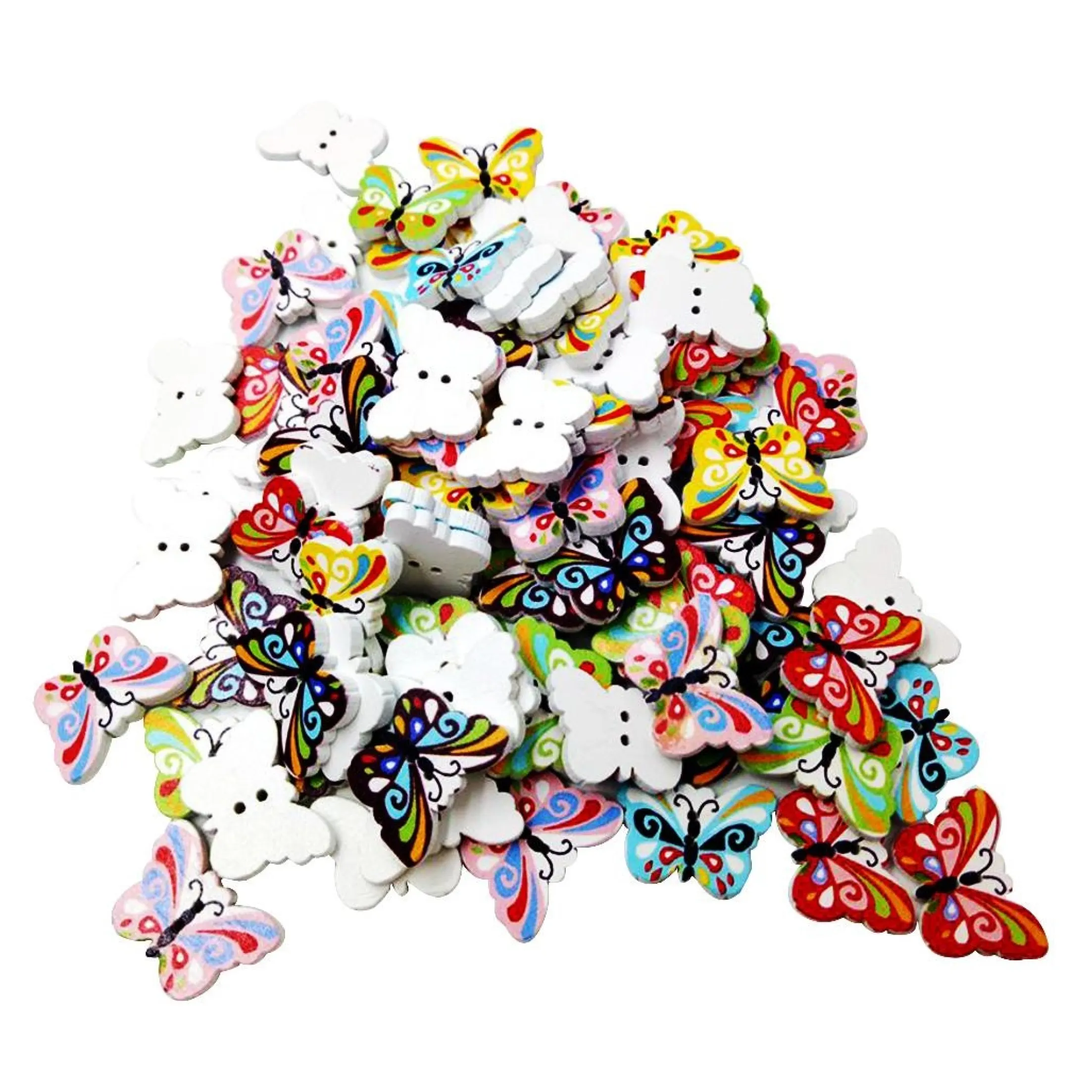 100 Piece Assorted Butterfly Shape Wood Flat 2 Holes Button for Sewing Craft 100 Piece Assorted Butterfly Shape Wood Flat 2 Holes Button for Sewing Craft