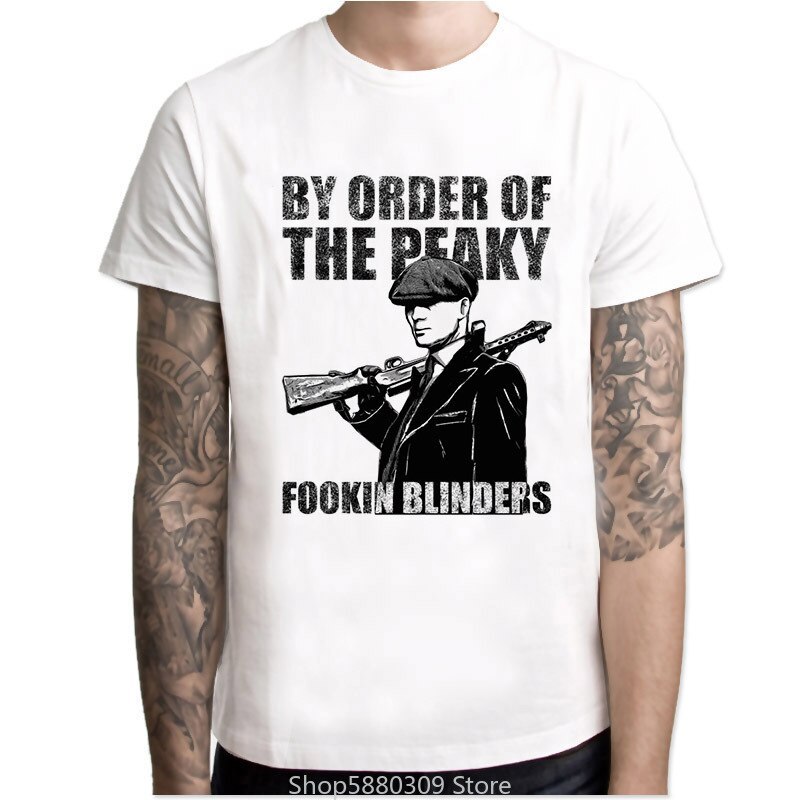 Áo thun nam peaky blinders áo thun mát mẻ in hình thời trang áo nam ngắn tay màu trắng thường ngày mùa hè, áo thun hipster áo thun thương hiệu chất lượng cao 2021 pr thời trang cổ tròn tay ngắn thường ngày