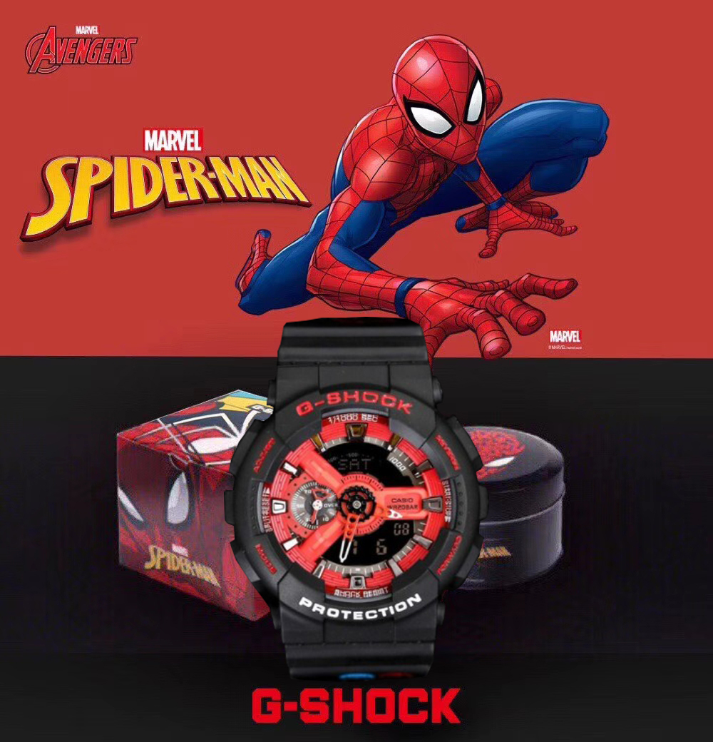 ต้นฉบับ G Shock Avengers Marvels SPIDER GA110 นาฬิกาข้อมือผู้ชายดิจิตอล นาฬิกาข้อมือผู้ชาย 200 เมตรกันน้ำกันกระแทก นาฬิกาข้อมือกีฬา GA110SPIDER-1PR