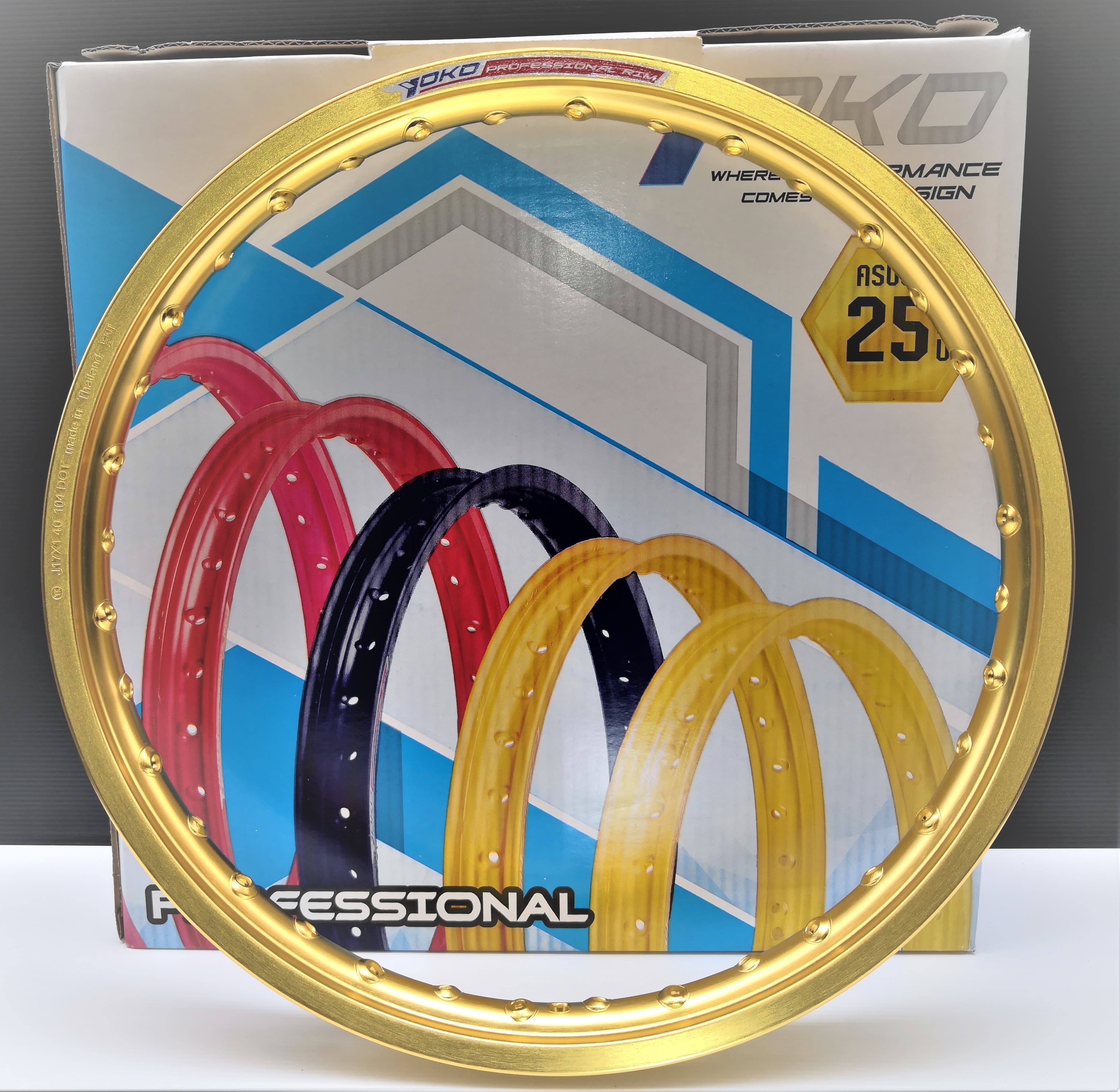 วงล้อ YOKO โยโก สีทองอ่อน แพ็กคู่ ขอบ17 1.40 ขอบ17 1.40 แถมยางรองขอบล้อ