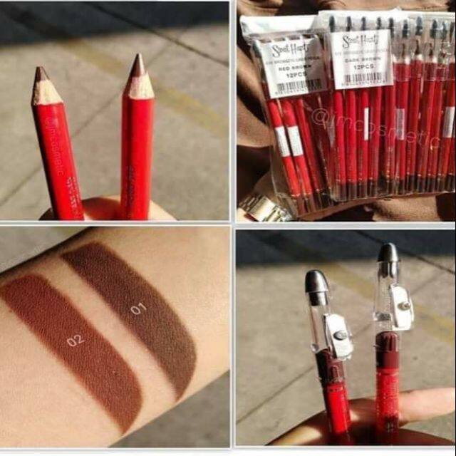 โปรโมชั่น (ราคายกโหล)ดินสอเขียนคิ้วสวีทฮาร์ท แบบมีกบเหลา Sweet heart eye brow and eyeliner pencil
