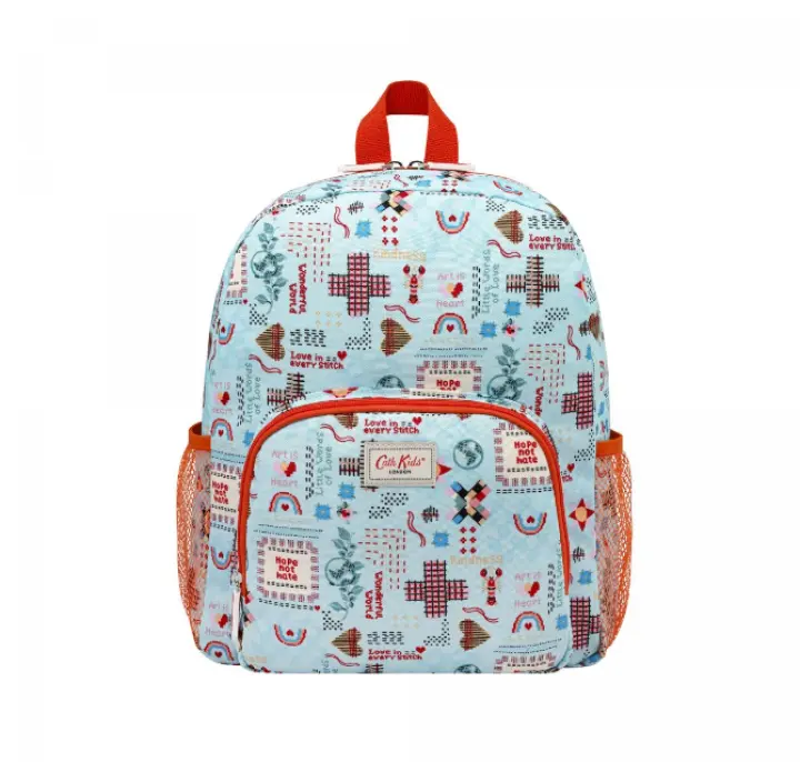 Cath Kidston Kids Classic Large Backpack with Mesh Pocket Patchwork Ditsy Blue Lazada.co.th