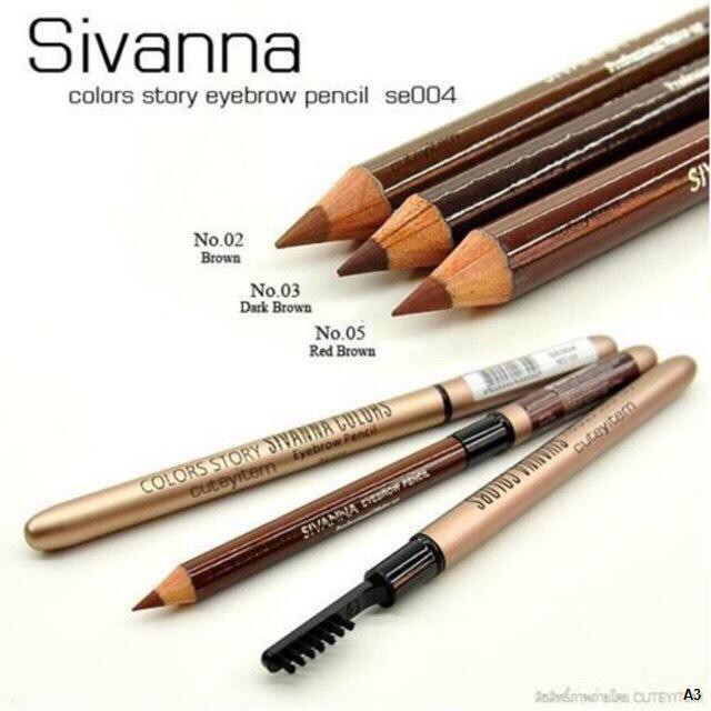 ราคา (12แท่ง/ยกแพค) ดินสอเขียนคิ้ว ES-004 Sivanna Colors Colors Story พร้อมแปรงปัดคิ้ว เขียนง่ายมาก ติดทนนานทั้งวัน กันน้ำ