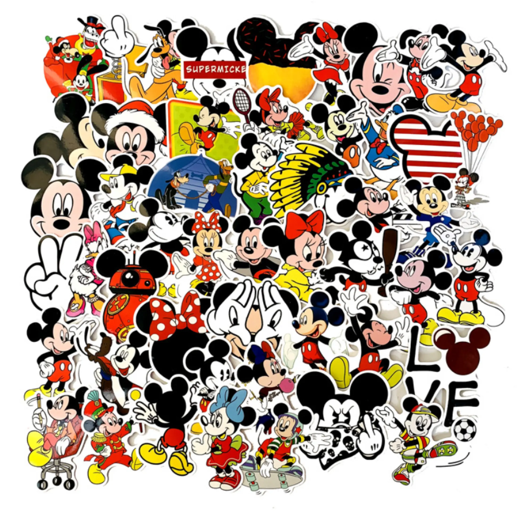 พร อมส ง 50ช น Mickey Mouse ม กก เมาส ม กก เม าท Sticker พลาสต กก นน ำ ส คมช ด ต วอย างด านในจ า Lazada Co Th