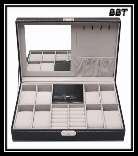 BBT อุปกรณ์สำหรับนาฬิกา กล่องนาฬิกา 8 เรือน กล่องใส่นาฬิกา Watch Box บุกำมะหยี่ กล่องนาฬิกา กล่องเครื่องประดับ สวยหรูหรา แข็งแรง ทนทาน (BOX8)